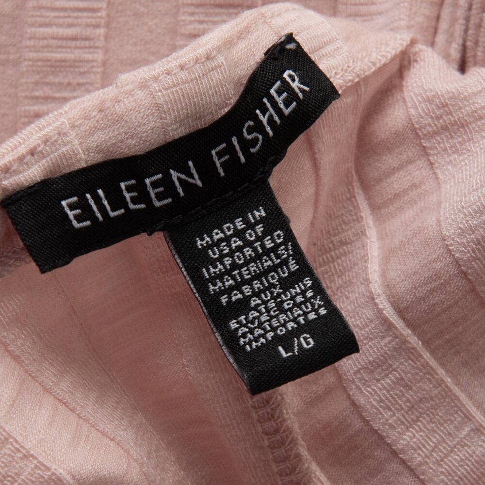 Eileen Fisher Tunic Top Ribbed Bateau Neck Shirt Short Sleeve Blush Pink Large - Picture 3 of 5